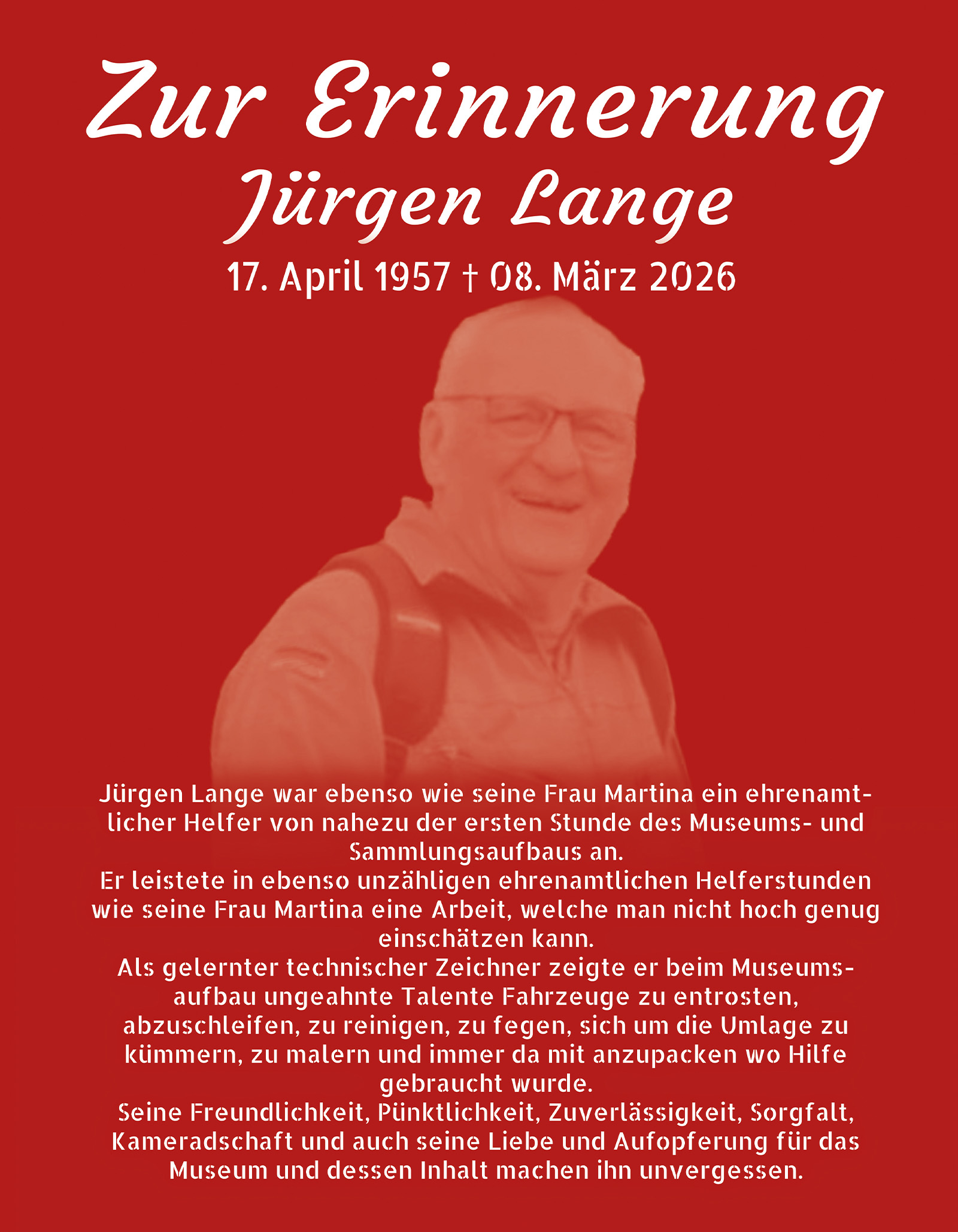 Jürgen Lange 17.04.1957 - 08.03.2026